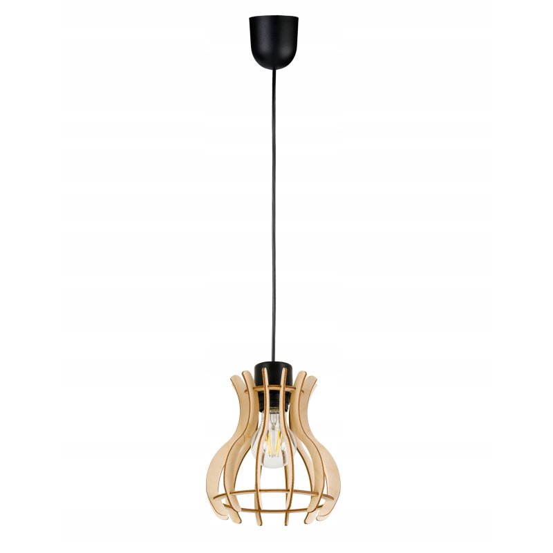LAMPA sufitowa wisząca zwis Loft Drewno 1x E27
