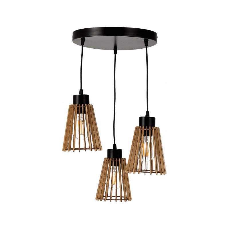 Lampa wisząca zwis żyrandol sufitowa LOFT Drewno 3