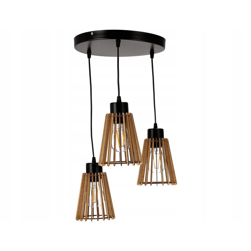 Lampa wisząca zwis żyrandol sufitowa LOFT Drewno 3