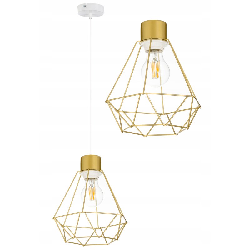 LAMPA sufitowa WISZĄCA ZWIS żyrandol drut złoty 1