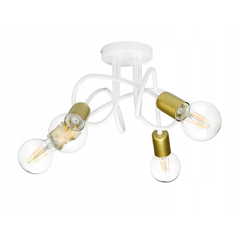 Lampa sufitowa kręcona żyrandol loft 4x E27 złota