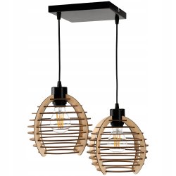 Lampa wisząca żyrandol zwis sufitowa klosz drewno