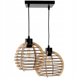 Lampa wisząca żyrandol zwis sufitowa klosz drewno
