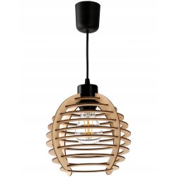 Lampa wisząca żyrandol zwis sufit klosz drewno 1