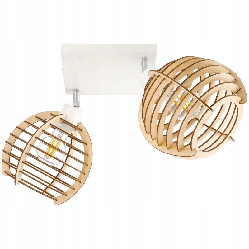 Lampa plafon żyrandol ruchomy sufit 2 Drewno sfera