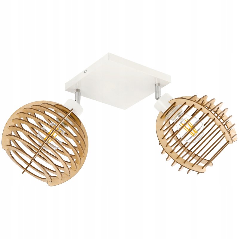 Lampa plafon żyrandol ruchomy sufit 2 Drewno sfera