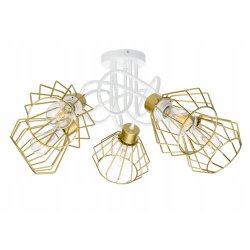 Lampa sufitowa żyrandol wisząca LOFT kręcona drut brylant na 5x E27 złota
