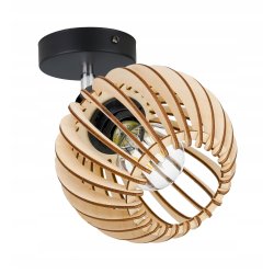 Lampa kinkiet E27 ścienny ruchomy loft kula drewno