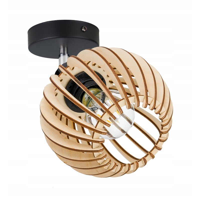 Lampa kinkiet E27 ścienny ruchomy loft kula drewno