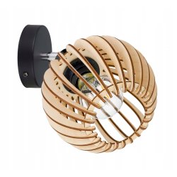 Lampa kinkiet E27 ścienny ruchomy loft kula drewno