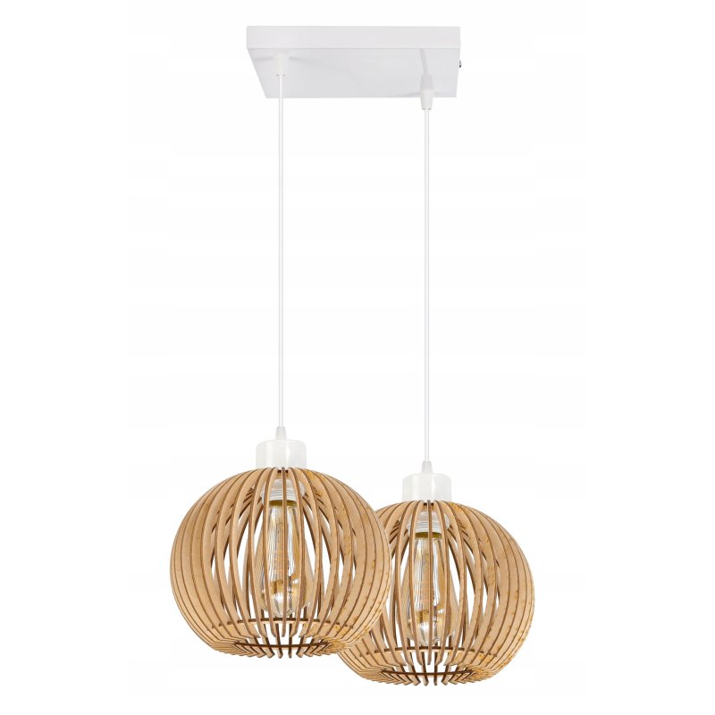 Lampa wisząca żyrandol zwis sufit klosz drewno 2