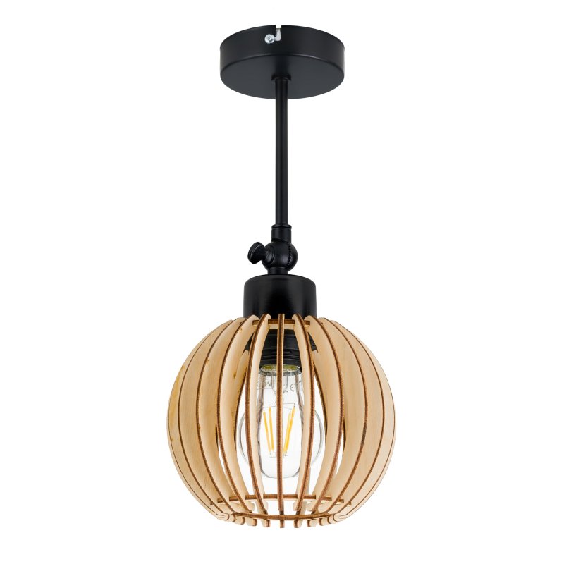 Lampa kinkiet E27 ścienny ruchomy loft kula drewno
