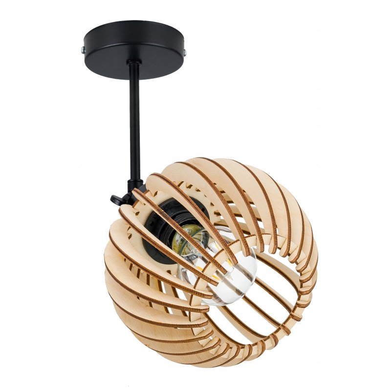 Lampa kinkiet E27 ścienny ruchomy loft kula drewno