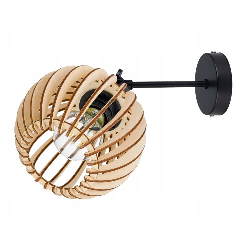 Lampa kinkiet E27 ścienny ruchomy loft kula drewno