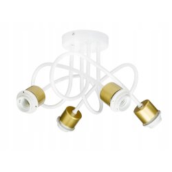 Lampa sufitowa żyrandol wisząca LOFT kręcona drut kula na 4x E27 złota
