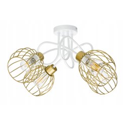 Lampa sufitowa żyrandol wisząca LOFT kręcona drut kula na 4x E27 złota