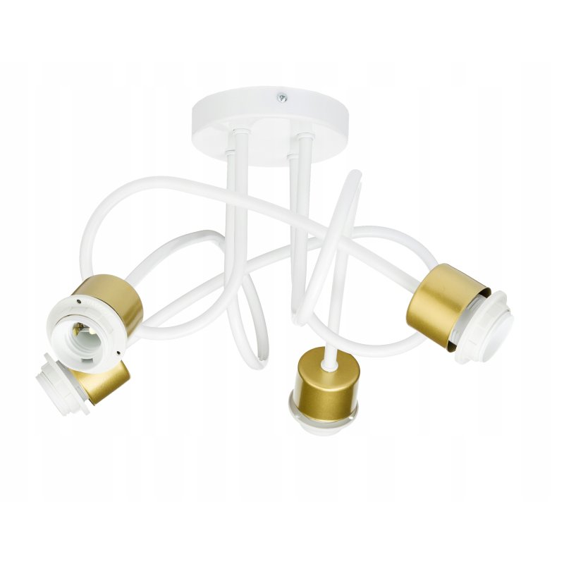 Lampa sufitowa żyrandol wisząca LOFT kręcona drut kula na 4x E27 złota