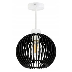 LAMPA WISZĄCA STAŁA BIAŁA ŻYRANDOL PLAFON SUFITOWY KLOSZ DREWNO CZARNE 1