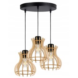 LAMPA sufitowa wisząca zwis Loft Drewno 3x E27