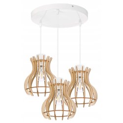 LAMPA sufitowa wisząca zwis Loft Drewno 3x E27