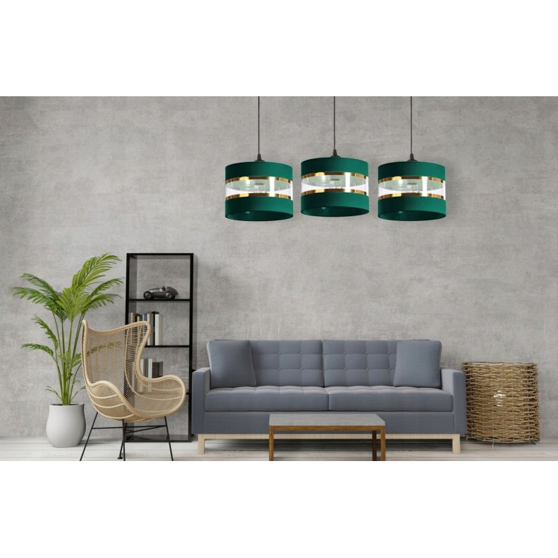 LAMPA WISZĄCA ZWIS żyrandol sufiowa Abażur ZIELONY 2xE27