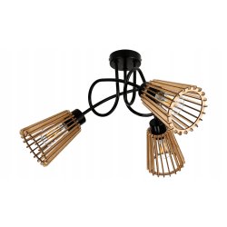 Lampa sufitowa żyrandol wisząca loft drewno na E27