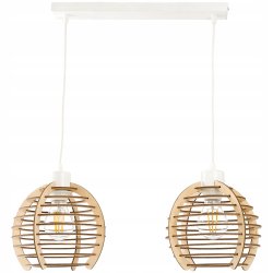 Lampa wisząca żyrandol zwis sufitowa klosz drewno