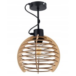 Lampa wisząca stała żyrandol sufit klosz drewno 1