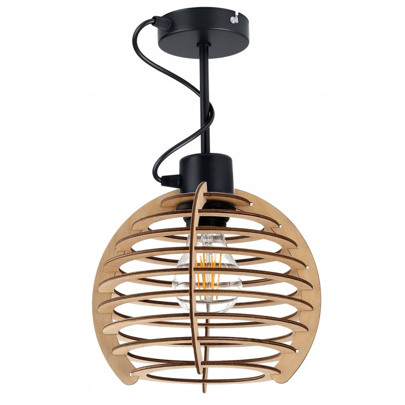 Lampa wisząca stała żyrandol sufit klosz drewno 1
