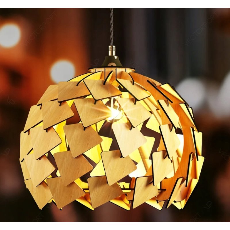 LAMPA sufitowa wisząca zwis Loft biały klosz Drewno XL na 1x E27