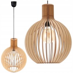 LAMPA sufitowa wisząca zwis pojedynczy Loft Drewno kula XL 32cm na 1x E27