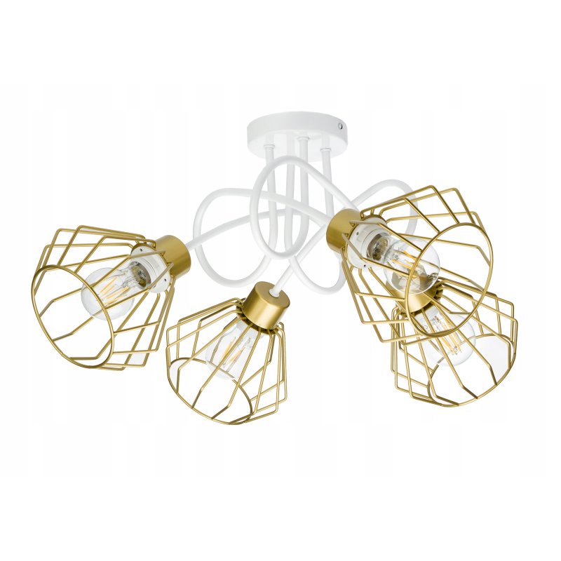 Lampa sufitowa żyrandol wisząca LOFT kręcona drut brylant na 4x E27 złota