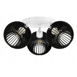 LAMPA SUFITOWA PLAFON RUCHOMY ŻYRANDOL LOFT klosz CZARNY DREWNO na 3x E27