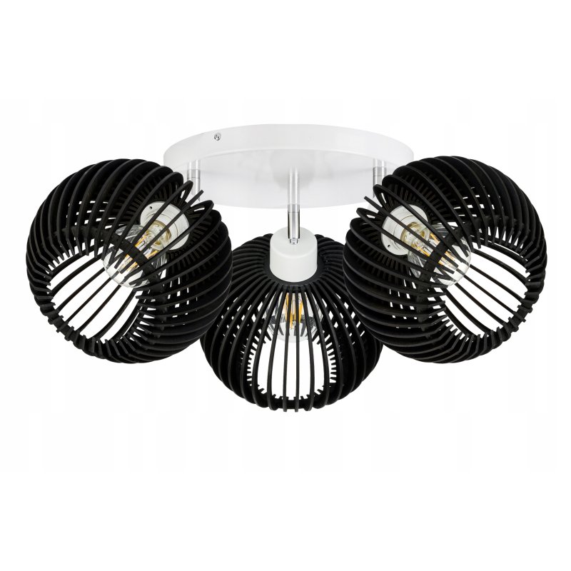 LAMPA SUFITOWA PLAFON RUCHOMY ŻYRANDOL LOFT klosz CZARNY DREWNO na 3x E27