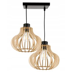 LAMPA sufitowa wisząca zwis Loft Drewno na 2x E27