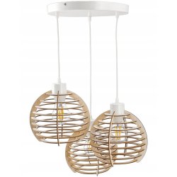 Lampa wisząca żyrandol zwis sufitowa klosz drewno