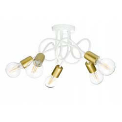 Lampa sufitowa kręcona żyrandol loft 5x E27 złota