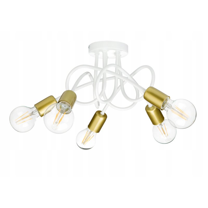 Lampa sufitowa kręcona żyrandol loft 5x E27 złota