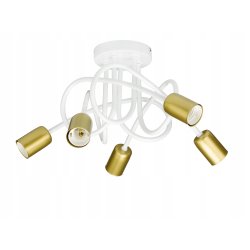 Lampa sufitowa kręcona żyrandol loft 5x E27 złota