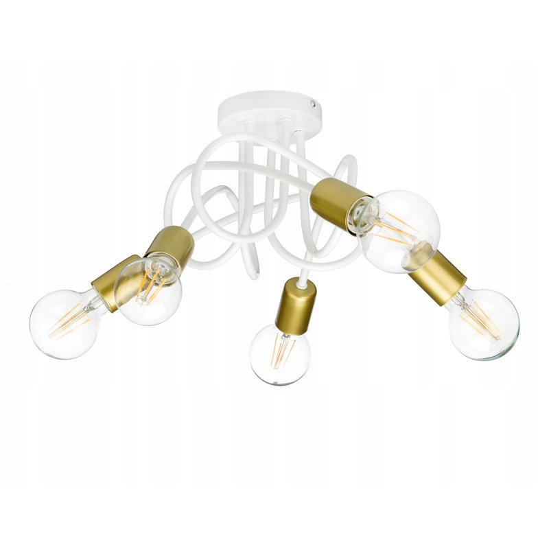 Lampa sufitowa kręcona żyrandol loft 5x E27 złota