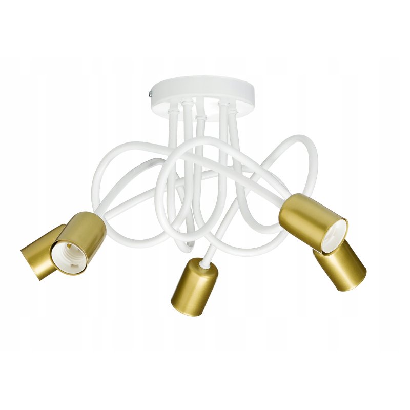 Lampa sufitowa kręcona żyrandol loft 5x E27 złota