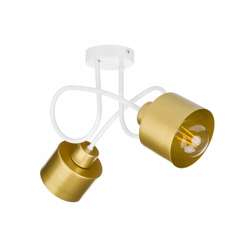 Lampa sufitowa żyrandol wisząca LOFT kręcona metal kubek na 2x E27 złota