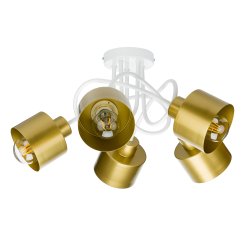 Lampa sufitowa żyrandol wisząca LOFT kręcona metal kubek na 5x E27 złota