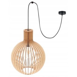 LAMPA sufitowa wisząca zwis PAJĄK Loft Drewno kula XL 32cm na 1x E27