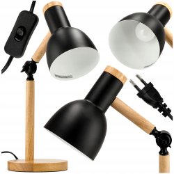 Lampka nocna na 1x E27 Lampa biurkowa stojąca LOFT DREWNO