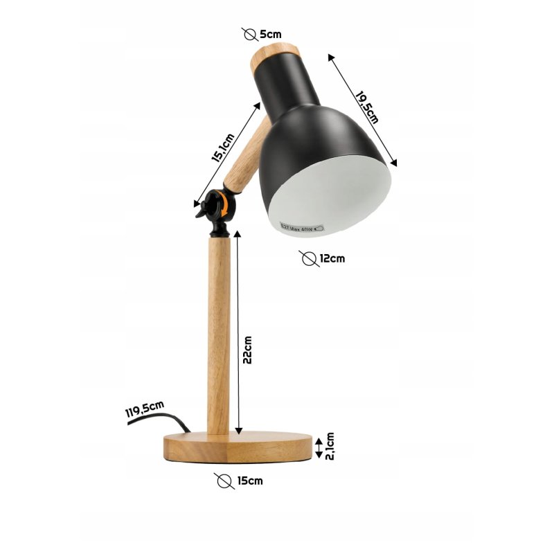 Lampka nocna na 1x E27 Lampa biurkowa stojąca LOFT DREWNO