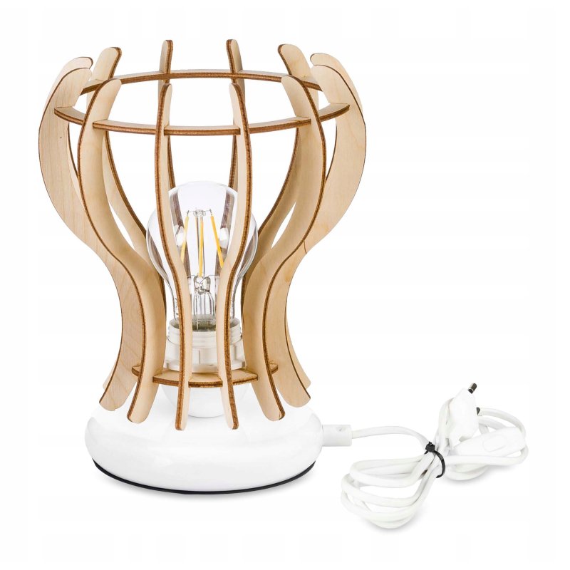 Lampka nocna Lampa stołowa loft na led E27 Drewno