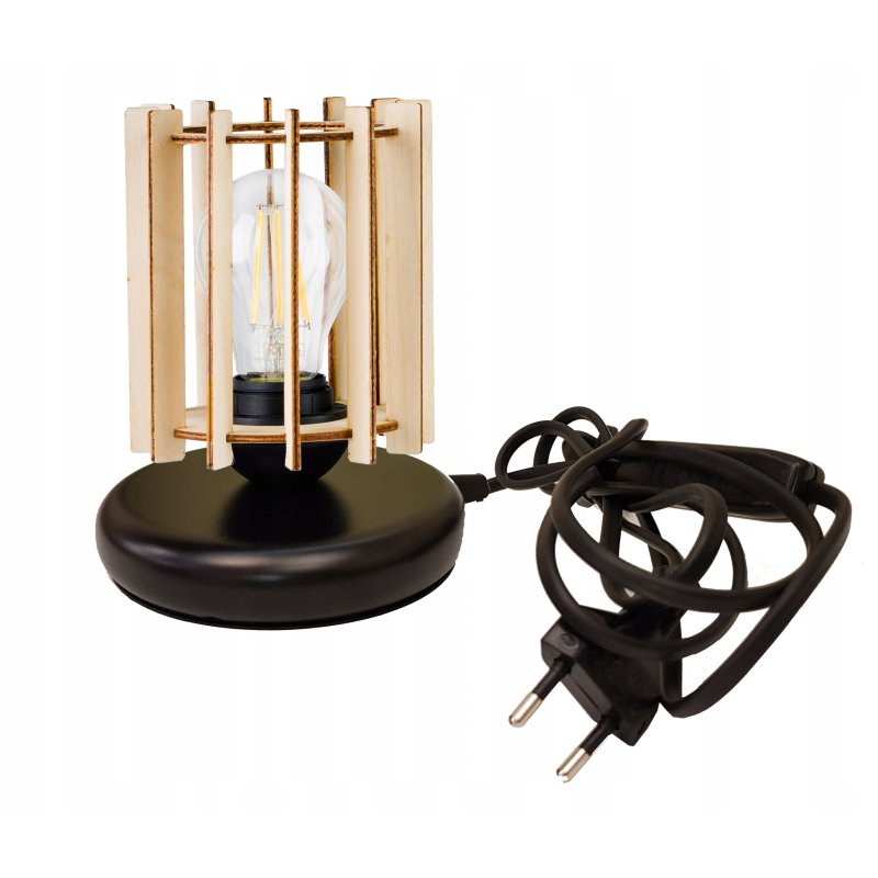 Lampka nocna Lampa stołowa loft na led E27 Drewno