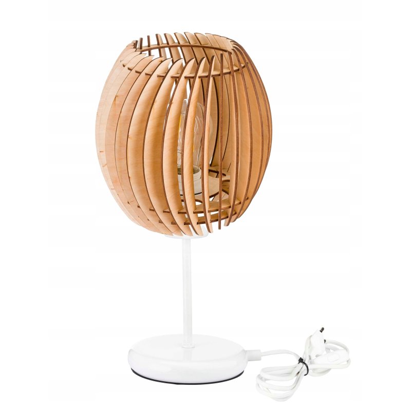 Lampka nocna Lampa stołowa loft na led E27 klosz Drewno BECZUŁKA