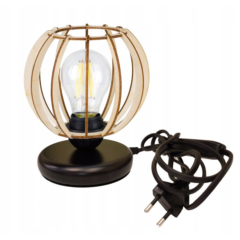 Lampka nocna Lampa stołowa loft na led E27 Drewno